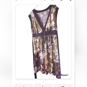 Womens cotton maxi Janette plus purple and brown beige with flowers